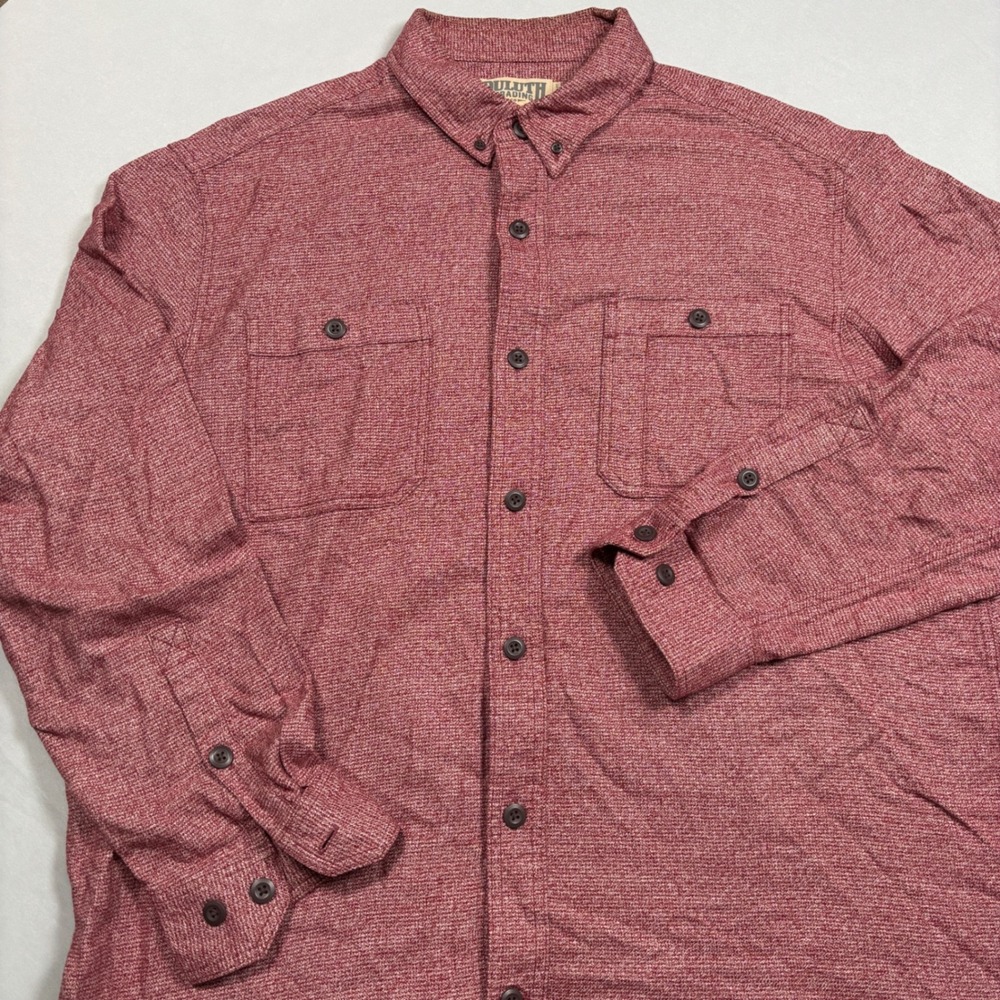 Duluth Trading Co Button Down Shirt Mens XL Red Textured Cotton Relaxed Fit - Picture 2 of 10